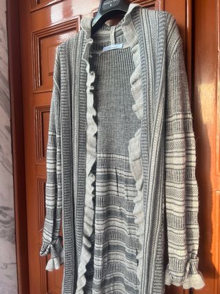Cardigan Blumarine lungo con rouches