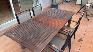 Mesa madera Teca de exterior con 4 sillas