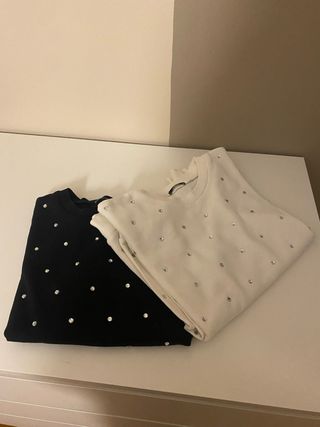 Set 2 felpe bambina con strass Tg. 10 anni.