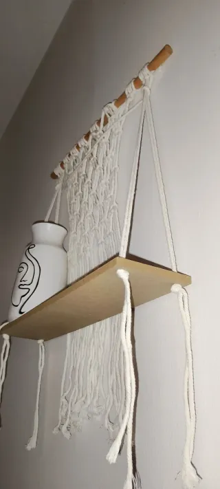 Mensola Macramè Legno Cotone