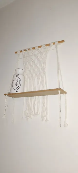 Mensola Macramè Legno Cotone