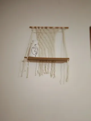Mensola Macramè Legno Cotone