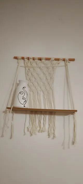 Mensola Macramè Legno Cotone