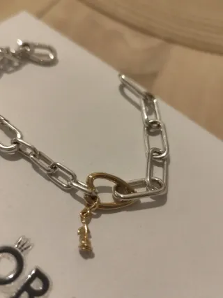 Pulsera Eslabones Corazón Dorado Pandora Me