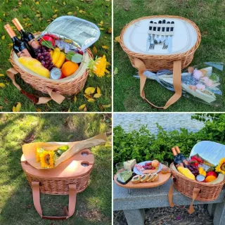 Cesta de Picnic Mimbre con Accesorios