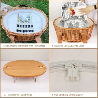 Cesta de Picnic Mimbre con Accesorios