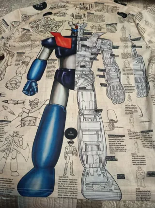 Camiseta Mazinger Z Manga Corta Beige/Azul
