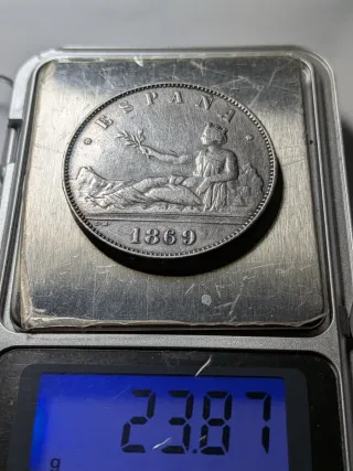 Réplica Moneda 5 pts 1869 Alta Calidad