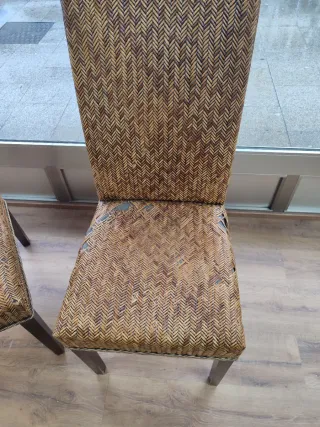 Lote 2 Sillas Comedor Mimbre y Madera