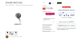 Micrófono Shure MV5 Home Studio NUEVO A ESTRENAR