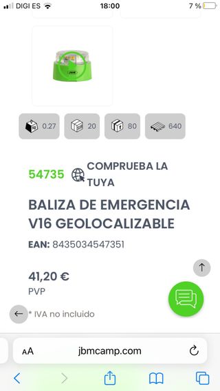 Baliza V16 JBM Emergencia geolocalizable