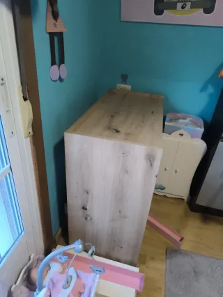 Mesa de escritorio madera y blanco