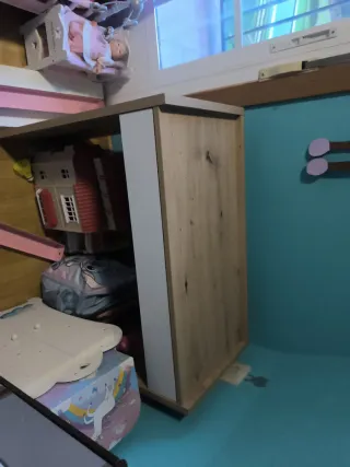 Mesa de escritorio madera y blanco