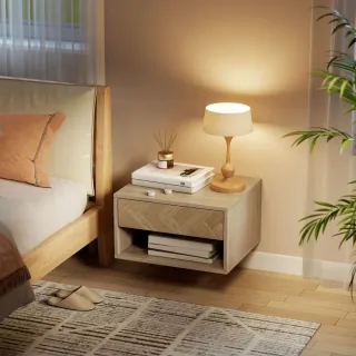 Juego 2 Mesitas Noche Colgantes Madera