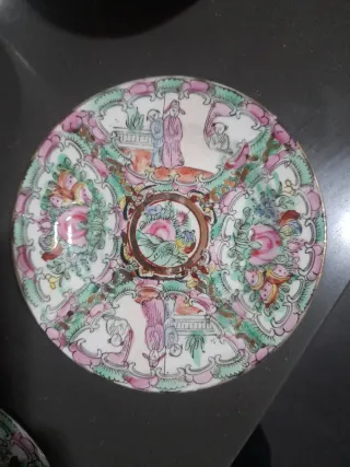 Juego 4 Tazas y Platos Porcelana China Macau