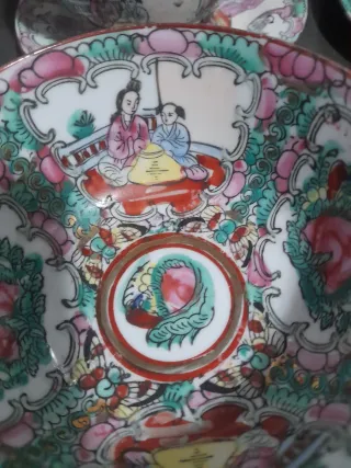 Juego 4 Tazas y Platos Porcelana China Macau