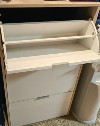 Zapatero 3 compartimentos madera y blanco