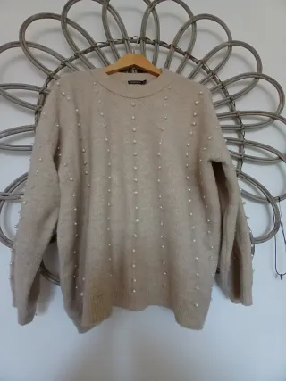 Jersey beige perlas talla única