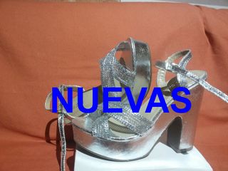 Sandalias Plataforma Tacón Plata