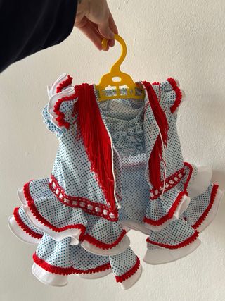 Vestido Flamenca Polka Azul y Rojo Precio negonego
