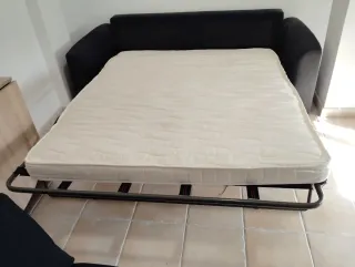 Sofá Cama Negro (gris oscuro) 2 Plazas Tela