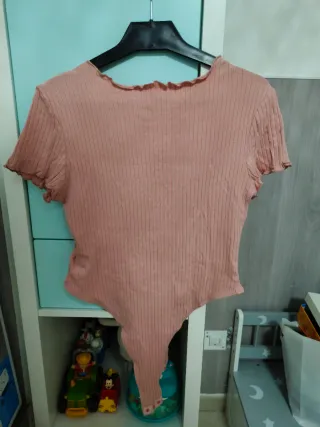 Body Manga Corta Rosa