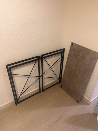 Escritorio, meda recibidor metal y madera plegable