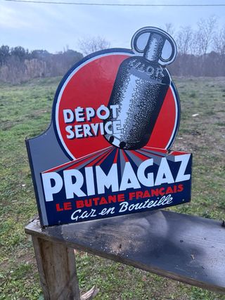 Cartel esmaltado doble cara Primagaz
