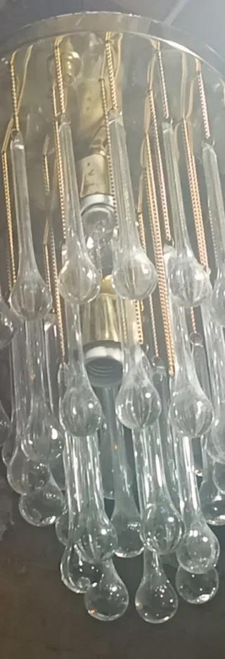 Lámpara vintage cristal y metal dorado