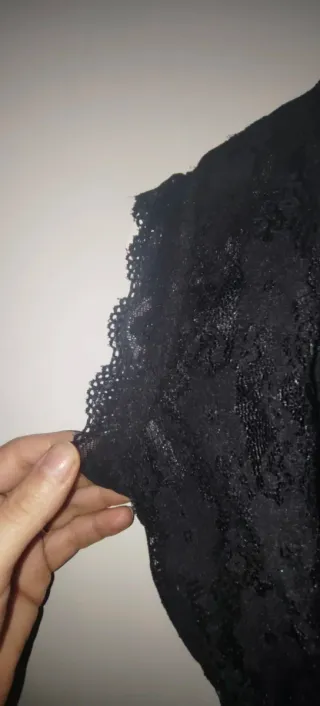 Vestido largo encaje negro y naranja Talla S