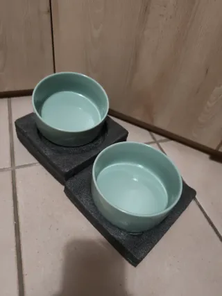 Set 2 ciotole cane/gatto verde chiaro.