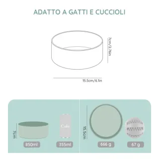 Set 2 ciotole cane/gatto verde chiaro.