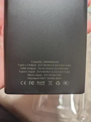 Power Bank Cargador Rápido LED PD