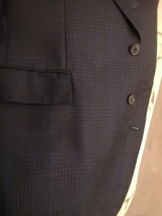 Americana cuadros azul y gris hombre