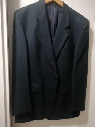 Americana cuadros azul y gris hombre