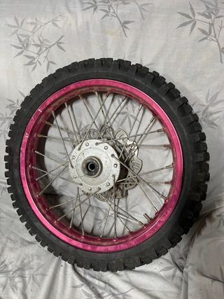 Rueda pit bike llanta rosa roja Medidas 60/100-14