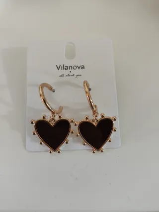 Pendientes Vilanova Corazón Oro granate