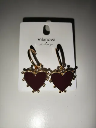 Pendientes Vilanova Corazón Oro granate