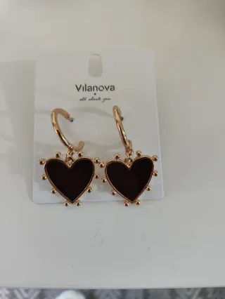 Pendientes Vilanova Corazón Oro granate