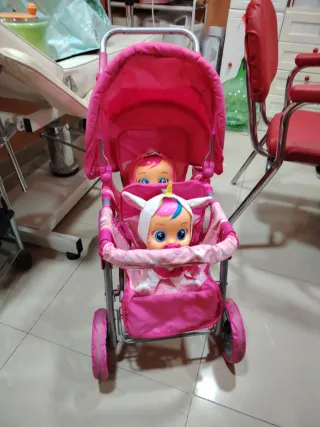 Carro de juguete gemelar rosa