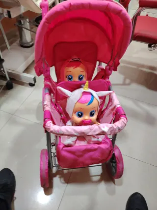 Carro de juguete gemelar rosa