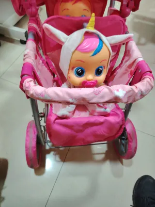 Carro de juguete gemelar rosa