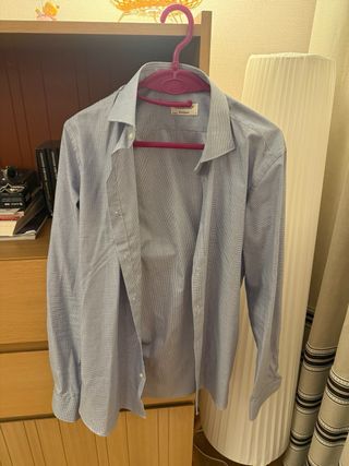 Camisa de vestir hombre cuadros azul y blanco