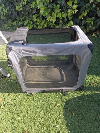 Transportín para mascotas gris y negro