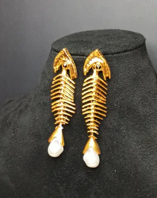 Pendientes Diseño Raspa Acero Inox Perlas