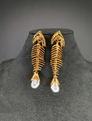 Pendientes Diseño Raspa Acero Inox Perlas