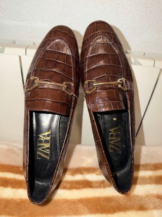 Mocasines Zara Marrones Cocodrilo