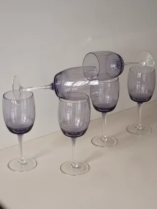 Set di 6 calici in cristallo intagliato vintage