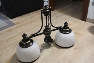 Lámpara Vintage Billar Años 80 Negra Dorada