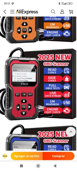 Escáner OBDII para Coche. Borrado fallos.